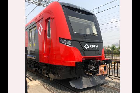 CRRC Qingdao Sifang has unveiled the first of eight eight-car Class 2500 electric multiple-units that it is supplying for São Paulo Line 13 to Guarulhos Airport.